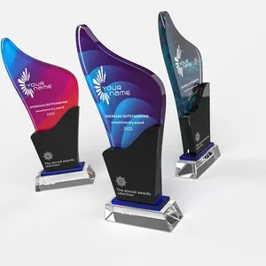 Hochwertige K9 Crystal Glass Trophy Blank Benutzer definierte Badminton Competition Trophy