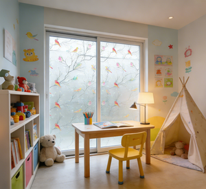 Autocollant mural dépoli motif oiseaux et fleurs pour la vente en gros, décalcomanies décoratives pour verre, papier peint décoratif, films amovibles pour portes et fenêtres de maison - Product Image 3