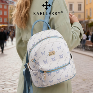 Baelerry Butterfly Print <b>Backpack</b> Pink <b>Lightweight</b> Detachable Strap Student <b>Backpack</b> - Product Image 2