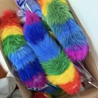 Nouvel Arrivage Porte-clés en fourrure de renard naturelle, grande taille 40 cm, queue de renard arc-en-ciel moelleuse et légère, breloque de sac à main