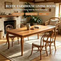 Europäischer Massivholz-Esstisch aus Eiche im Rustikalen Stil Modernes Design 6-Personen-Esstisch für Zuhause Büro Ess-/Wohnzimmer