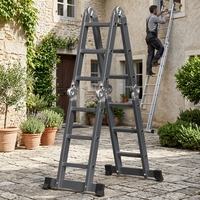 Échelle pliante multifonction 4x4 en aluminium robuste avec charnière de verrouillage, échelle combinée portable pour travaux d'ingénierie et usage domestique
