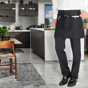 High Quality Fashionable Reusable Cotton Half Body <b>Apron</b> for <b>Chefs</b> Waiters with Custom Logo Printing Washable Two Pockets Waist - Product Image 3