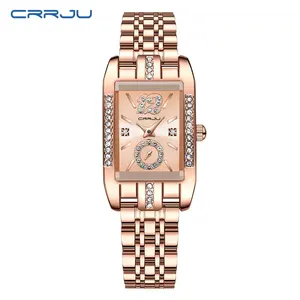 Orologio al quarzo CRRJU originale 5017 di tendenza personalizzato femminile in <span class=keywords><strong>acciaio</strong></span> inossidabile diamante luminoso vintage 5017 per il tempo libero orologio a mano - Product Image 2