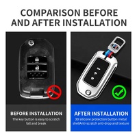 Housse de clé de voiture de qualité supérieure en alliage de zinc et silicone pour Accord Civic CR-V HR-V 2 3 boutons, protection anti-chute pour clé intelligente