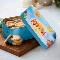 Grande boîte de conserve carrée empilable sur deux étages personnalisée, rectangulaire, étanche à l'air, pour biscuits et gâteaux, boîte d'emballage en fer blanc