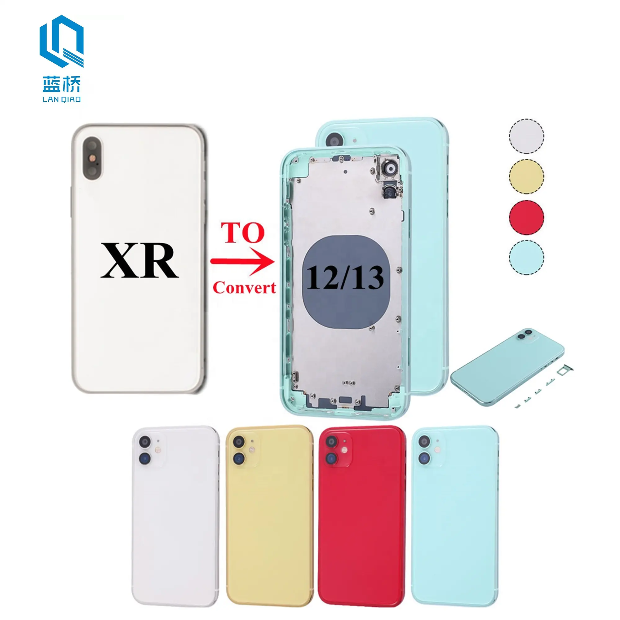 Carcasa trasera original para móvil, carcasa con logotipo para iPhone x, xr, xs max, conversión a 11, 12, 13 Pro Max