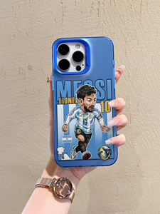 Coque de téléphone pour <span class=keywords><strong>iPhone</strong></span> 16/15/14/<span class=keywords><strong>13</strong></span>/12 ProMax, motif de joueur de football bleu et blanc, dégradé multicolore, coque personnalisée - Product Image 5