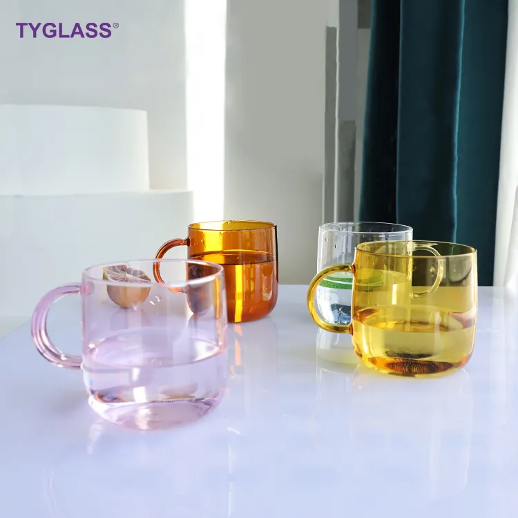 TY vetro all'ingrosso di colore freddo vetro borosilicato bicchieri di colore bicchieri di colore caffè tè tazza di acqua personalizzabile tazza per bere