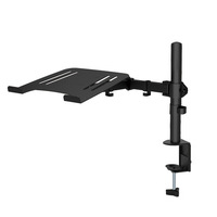 Support de bureau double pour ordinateur portable et moniteur, bras long réglable en métal, compatible VESA