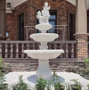 Custom <strong>Large</strong> European Style Natural White Marble Fountain Sculpture Outdoor <strong>Garden</strong> Tiered Stone <strong>Water</strong> <strong>Feature</strong> <strong>for</strong> Manor Decor - Product Image 4