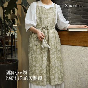 Floral <b>Apron</b> Cotton Linen <b>Kitchen</b> Household Wearable For Adults Women All Seasons Daily Use - Product Image 2