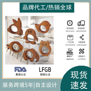 Juego de servilleteros de madera hechos a mano con forma de animales de dibujos animados, ecológicos, para decoración de fiestas. - Product Image 5
