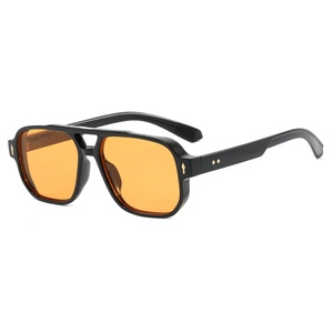 Lunettes de soleil rétro décontractées à double pont pour femme 2024, style carré tendance avec logo sur la lentille, idéales pour la conduite - Product Image 4