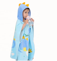 Serviette de bain poncho à capuche en coton pour enfants, imprimé dinosaure de dessin animé, idéale pour la plage et le surf