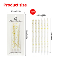 Barley 6 pièces Bougies d'anniversaire élégantes blanches en forme de crayon, avec feuille d'or, fines et longues, pour décoration de gâteau, mariage, Pâques, anniversaire