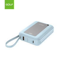 Paquete de energía portátil personalizado Cargador móvil de litio al por mayor LCD Carga rápida PD 20W Banco de energía Delgado 20000mAh con cable