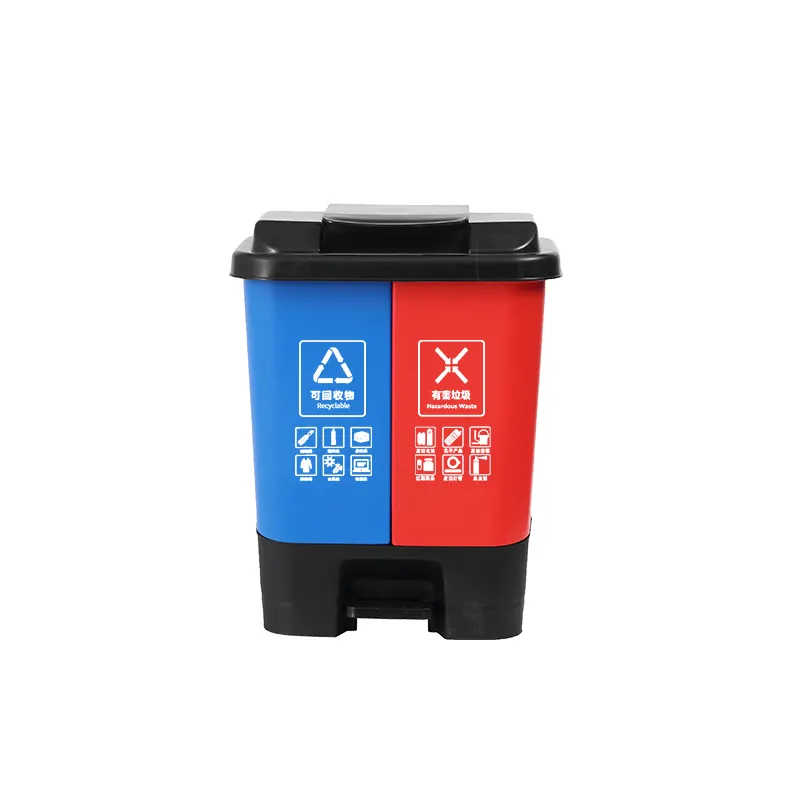 16L/18L/20L/30L/40L/80L/100L Mixed Double Trash Can Plastic Trash bins Recycle Waste Bin kitchen waste Bin 2 Compartment