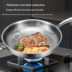 Sartén Antiadherente de Acero de Titanio sin Recubrimiento, Duradera, con Tapa de Vidrio, Compatible con Cocina de Inducción, Wok de Fondo Plano - Product Image 2