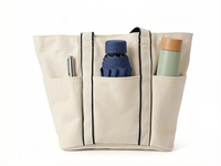 Sac fourre-tout en toile personnalisé avec plusieurs poches, grande capacité, sac à bandoulière réutilisable pour les voyages, durable, écologique pour femmes