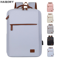 Sac à dos pour ordinateur portable de voyage professionnel bleu personnalisé HAIBOWY, résistant à l'eau, sac à dos pour femmes avec charge USB
