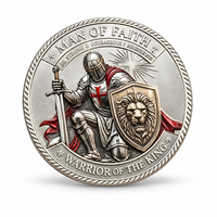 Médaille de guerrier Homme de Foi 2026, deux motifs d'écussons de chevalier, plaqué or et argent, boîtier en acrylique