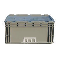 Conteneur de stockage logistique en plastique avec couvercle, 600*400*280mm, pour la promotion des produits alimentaires et l'utilisation en supermarché, idéal pour la chaîne d'approvisionnement.