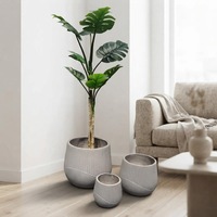 Grand pot de fleurs extérieur en fibre de verre écologique avec finition sculptée à la main, design moderne, fabriqué au Guangdong