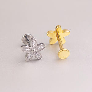 Boucles d'Oreilles Labret en Acier Inoxydable avec Fleur Étoile et Lèvres Piercing Zircon Monroe Anneau d'Oreille Tragus Helix Piercing Cartilage, 1 Pièce - Product Image 5