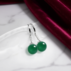 E4654 Orecchini Pendenti Classici da Donna con Sfera di Rubino Dorata e Montatura a Griffe, Gioielli Raffinati - Product Image 2