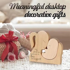 Adornos de madera para el hogar, estatuas, regalos para el Día de la Madre, adornos de madera maciza al por mayor, adornos tallados de mamá y bebé - Product Image 2