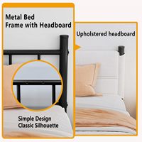 Verstellbarer Metallbettrahmen Elegantes Weiches Kopfteil Stauraum Robuste Matratzenunterlage Einfache Montage für Apartment und Villa