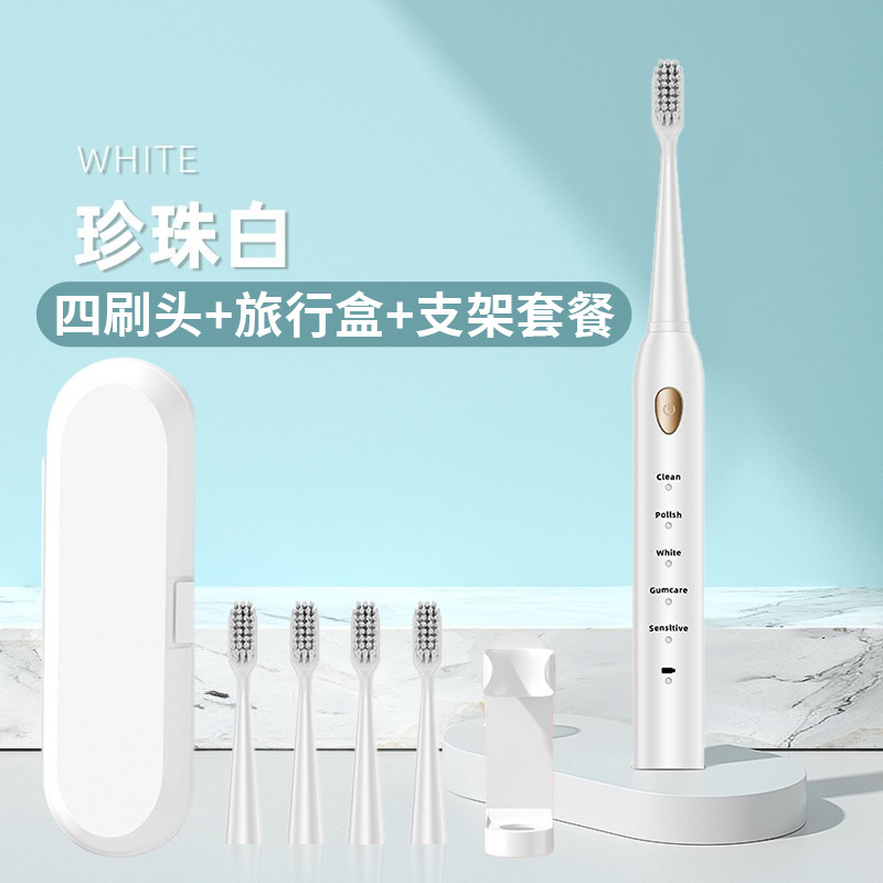 Porte-brosse de voyage B-1 blanc avec 4 têtes de brosse.
