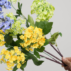 Hortensia Artificial Greenway de 3 Cabezas con Tallo Largo, en Blanco, Rosa y Amarillo, Arreglo Floral Decorativo para Decoración del Hogar - Product Image 3