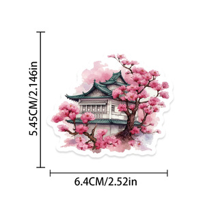 50 autocollants <span class=keywords><strong>japonais</strong></span> durables, imperméables et autocollants, motif fleurs de <span class=keywords><strong>cerisier</strong></span> roses, pour décorer coques de téléphone, skateboards/dossiers - Product Image 2