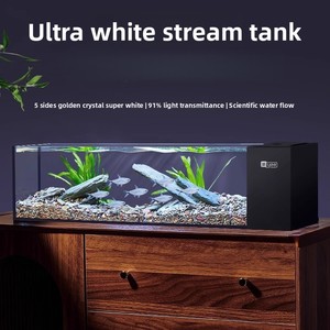Acuario de Vidrio Ultra YEE, Pecera de Escritorio con Luz LED, Lámpara de Estilo Sudamericano, Bomba Silenciosa, Sistema de Filtrado Todo en Uno para Oficina - Product Image 4