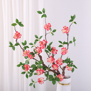 Nouvelle branche de fleur de prunier rose artificielle pliable avec écorce, pour décoration de table, maison, style chinois, mariage printanier, vente en gros - Product Image 2