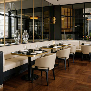 Conjunto de Muebles Modernos y Cómodos de Mesa y Silla de Piedra Sinterizada Cuadrada Semicircular para <span class=keywords><strong>Restaurante</strong></span>, Cafetería o Salón de Té - Product Image 6