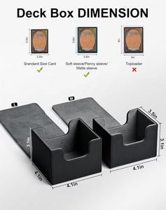   Boîte de rangement pour cartes à double pochette personnalisable, 100+ cartes, en cuir, coins carrés, doublure en flanelle, 2 planches en PP, TCG/Commander/Yugioh/Ug - Product Image 4