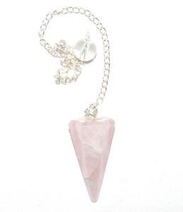 Pendule de forme conique à 6 faces, en Quartz Rose, pierres précieuses de guérison - Product Image 1