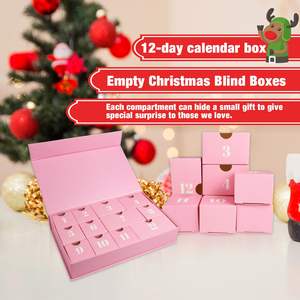 Caja de Regalo de Calendario de <span class=keywords><strong>Adviento</strong></span> Rosa de 12 Compartimentos con Etiquetas Numeradas para Cuenta Regresiva Navideña, Cosméticos, Dulces, Empaque de Primera Calidad - Product Image 4