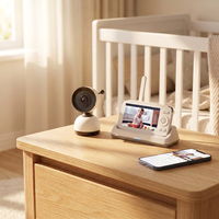 Cámara Inteligente de 5 Pulgadas, 1080P HD WiFi, Visión Nocturna, Cámara IP con Seguimiento IA, Monitor de Seguridad para Bebés, Monitor de Temperatura para Bebés con WiFi