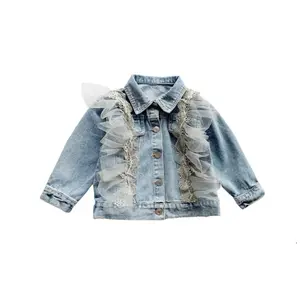 P110047 Áo Khoác Denim Bé Gái Mặc Thường Ngày Áo Khoác Jean Áo Khoác Trẻ Em Áo Khoác Ngoài