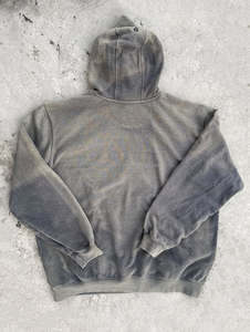 Sudadera con capucha de algodón orgánico de punto grueso, estilo vintage, lavado ácido, talla grande para hombre, con parches bordados y efecto desgastado - Product Image 2