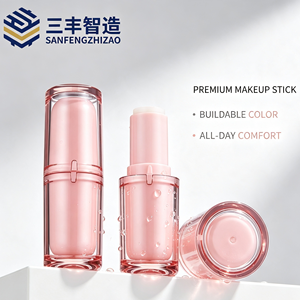 หลอดลิปสติกทรงกลมสีชมพูใสสองชั้นแบบเปล่าสำหรับลิปบาล์มและเครื่องสำอาง - Product Image 3