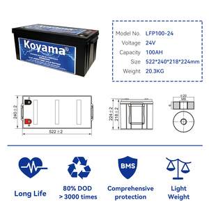 Batterie 24V 100Ah, cellules neuves de qualité A, BMS, lithium fer phosphate, solaire, pour bateau - Product Image 3