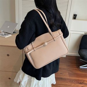 Minimalist Style Plain Color Tote Bags Waterproof PU Leather Handbag Daily Outdoor Working Totes - Product Image 2