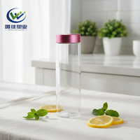 Conteneur CusFood 350 ml en plastique PET transparent, boîte à pilules avec bouchon à vis rose doré