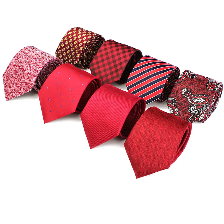Necktie Manufacturer Sublimation Neck Tie Gift Set Boite A Cravate En Soie Red Striped Jacquard Silk Necktie For Men