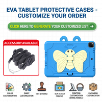 Étui pour tablette HGD Kids EVA antichoc pour filles avec support papillon et bandoulière, compatible avec iPad 10.2" Air 3 iPad Pro 10.5"